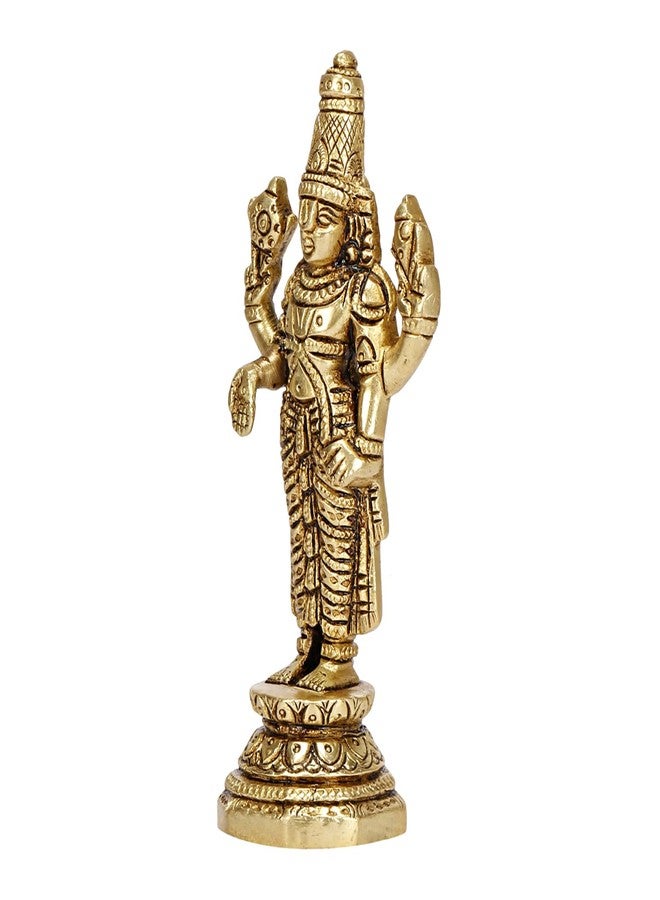 ARTVARKO تمثال ARTVARKO نحاسي Tirupati Balaji Venkateshwara Murti Idol تمثال Lord Srinivasa Pooja ديكور المنزل والمكتب هدية 5.5 بوصة - Image 4
